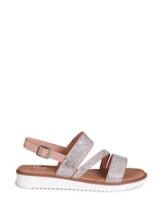 Linzi Silver Twinkle Embellished Strappy Flat Sandals - Image 2 of 4