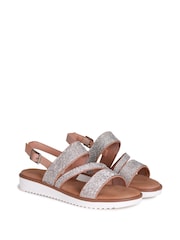 Linzi Silver Twinkle Embellished Strappy Flat Sandals - Image 3 of 4