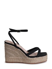 Linzi Black Desta Rope Platform Wedge With Cross Over Front Straps - Image 2 of 4