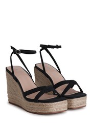 Linzi Black Desta Rope Platform Wedge With Cross Over Front Straps - Image 3 of 4