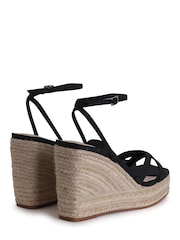 Linzi Black Desta Rope Platform Wedge With Cross Over Front Straps - Image 4 of 4