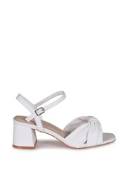 Linzi White Charlotte Flared Heels With Ankle Strap with Crossover Toe Strap - Image 2 of 4