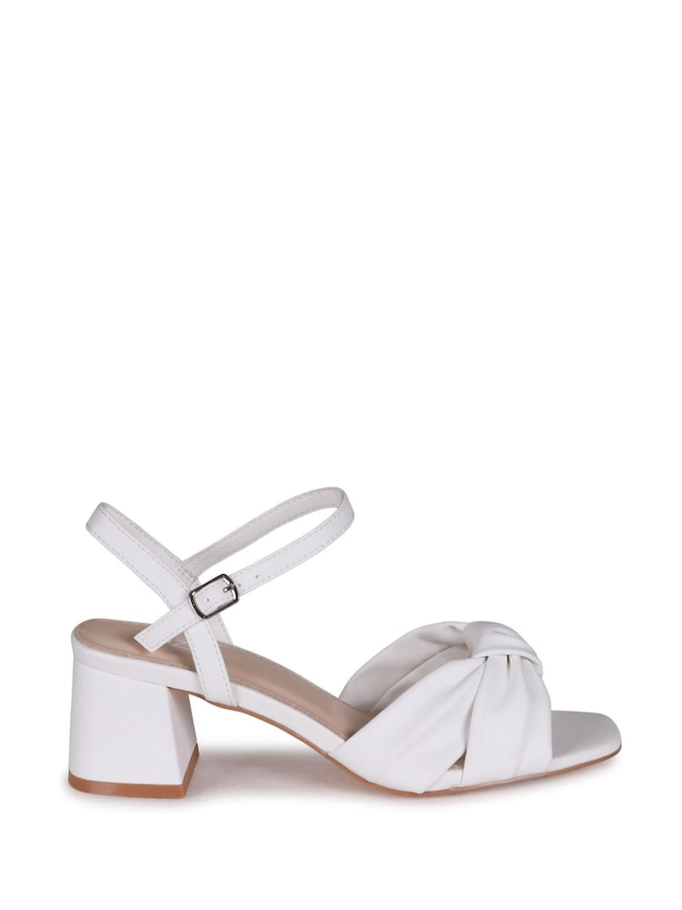 Linzi White Charlotte Flared Heels With Ankle Strap with Crossover Toe Strap - Image 2 of 4 Linzi White Charlotte Flared Heels With Ankle Strap with Crossover Toe Strap - Image 2 of 4