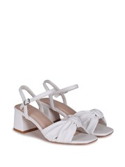 Linzi White Charlotte Flared Heels With Ankle Strap with Crossover Toe Strap - Image 3 of 4