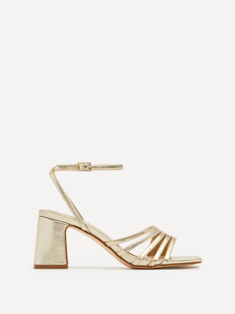 Linzi Gold Aronia Strappy Heeled Sandals With Block Heel - Image 2 of 5