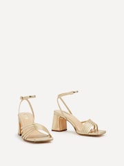 Linzi Gold Aronia Strappy Heeled Sandals With Block Heel - Image 3 of 5