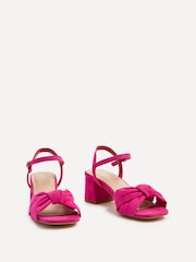 Linzi Pink Charlotte Block Heeled Sandals With Bow Front Detail - Image 3 of 4