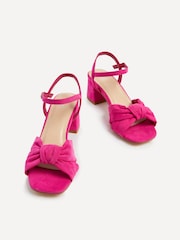 Linzi Pink Charlotte Block Heeled Sandals With Bow Front Detail - Image 4 of 4