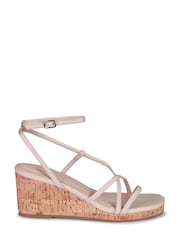 Linzi Cream Aminah Strappy Wedge Sandal With Wrap Around Ankle Strap - Image 2 of 4