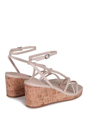 Linzi Cream Aminah Strappy Wedge Sandal With Wrap Around Ankle Strap - Image 4 of 4