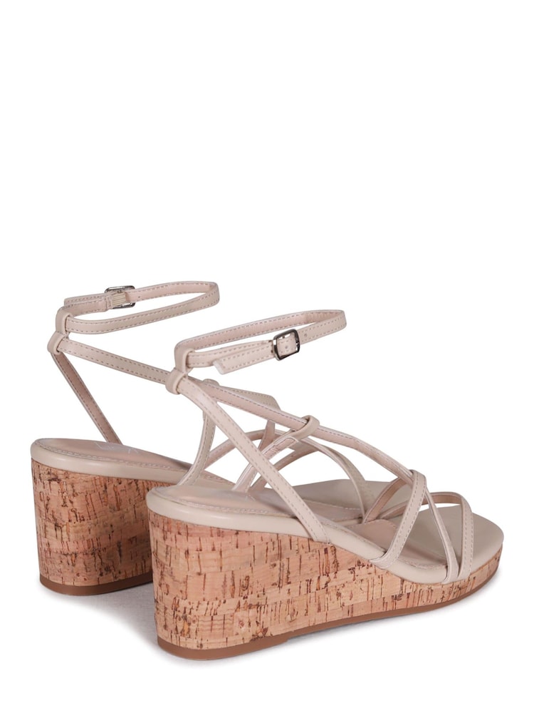 Linzi Cream Aminah Strappy Wedge Sandal With Wrap Around Ankle Strap - Image 4 of 4