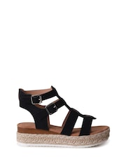 Linzi Black Kenzi Nubuck Gladiator Espadrille Platform Wedges - Image 2 of 4