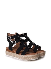 Linzi Black Kenzi Nubuck Gladiator Espadrille Platform Wedges - Image 3 of 4