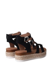 Linzi Black Kenzi Nubuck Gladiator Espadrille Platform Wedges - Image 4 of 4