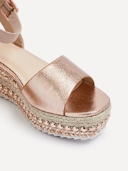 Linzi Gold Disco Espadrille Inspired Wedges With Trim Detail - Image 6 of 6