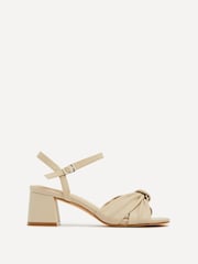 Linzi Cream Charlotte Block Heeled Sandals With Bow Front Detail - Image 1 of 4