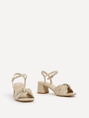Linzi Cream Charlotte Block Heeled Sandals With Bow Front Detail - Image 2 of 4
