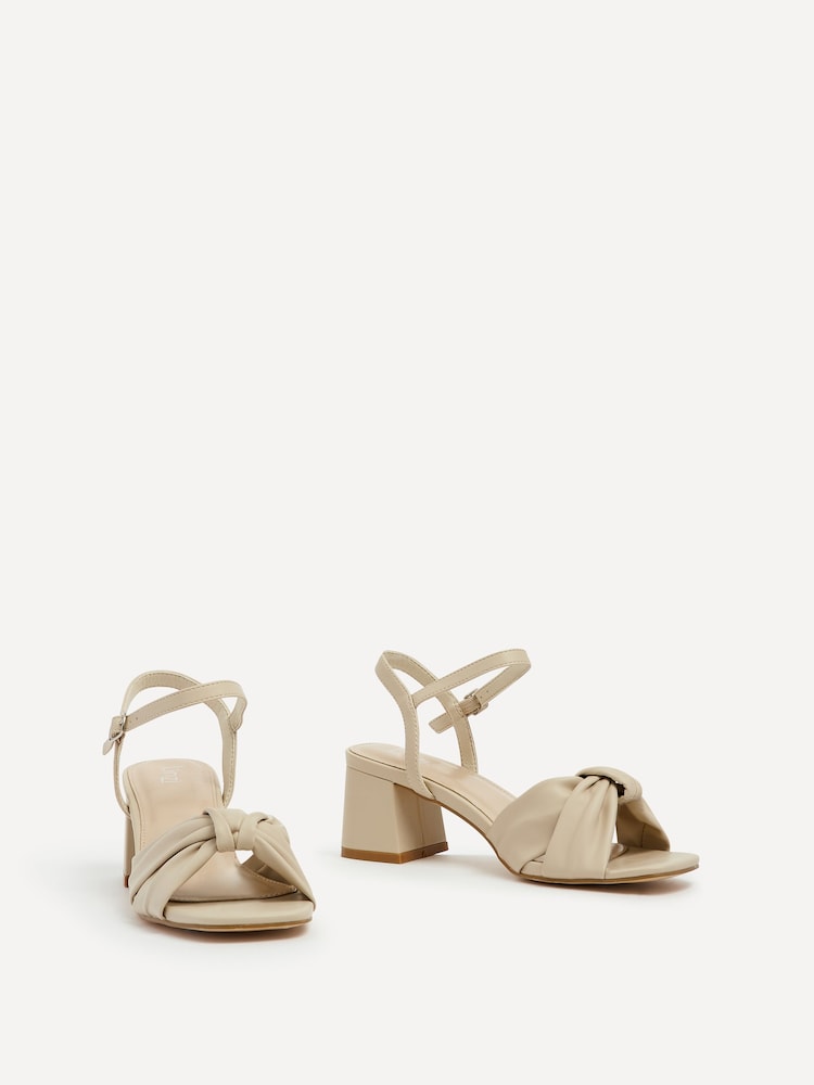 Linzi Cream Charlotte Block Heeled Sandals With Bow Front Detail - Image 2 of 4