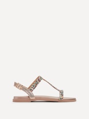 Linzi Gold Aubrey T-Bar Embellished Flat Sandals - Image 3 of 6