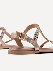 Linzi Gold Aubrey T-Bar Embellished Flat Sandals - Image 6 of 6