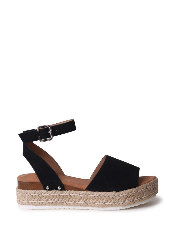 Linzi Black Luna Nubuck Two Part Espadrille Inspired Platform Wedges - Image 2 of 4 Linzi Black Luna Nubuck Two Part Espadrille Inspired Platform Wedges - Image 2 of 4