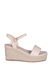 Linzi Cream Illusion Rope Espadrille Platform Wedges - Image 2 of 4