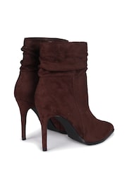Linzi Dark Brown Eclipse Ruched Pointed Stiletto Heel Boots - Image 5 of 5