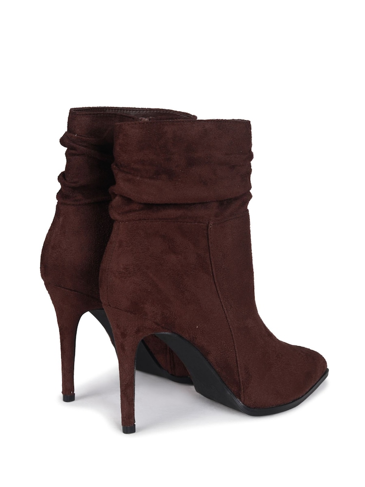 Linzi Dark Brown Eclipse Ruched Pointed Stiletto Heel Boots - Image 5 of 5