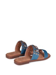 Linzi Blue Leighton Two Strap Embellished Flat Sandals - Image 4 of 4