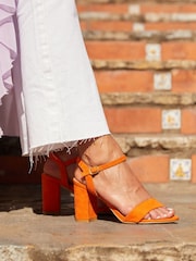 Linzi Orange Skyline Open Back Barely There Block Heeled Sandals - Image 1 of 5