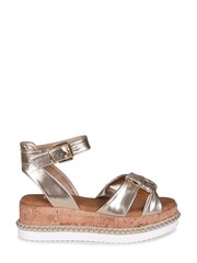 Linzi Gold Cabos Metallic Rope Cork Flatform Sandals - Image 2 of 4