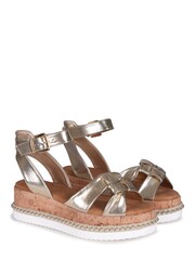 Linzi Gold Cabos Metallic Rope Cork Flatform Sandals - Image 3 of 4