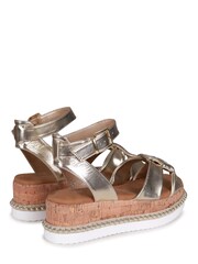 Linzi Gold Cabos Metallic Rope Cork Flatform Sandals - Image 4 of 4