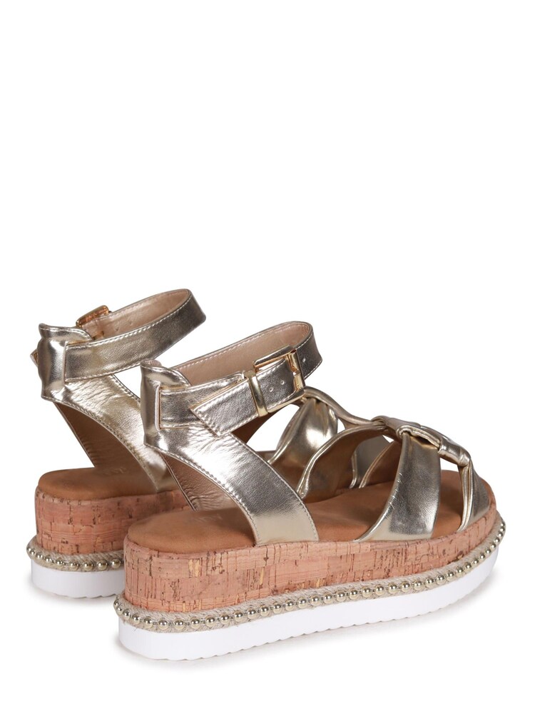 Linzi Gold Cabos Metallic Rope Cork Flatform Sandals - Image 4 of 4