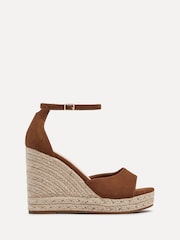 Linzi Light Brown Gracio Rope Platform Espadrille Wedges With Wrap Around Ankle sandals - Image 2 of 5