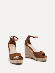 Linzi Light Brown Gracio Rope Platform Espadrille Wedges With Wrap Around Ankle sandals - Image 3 of 5