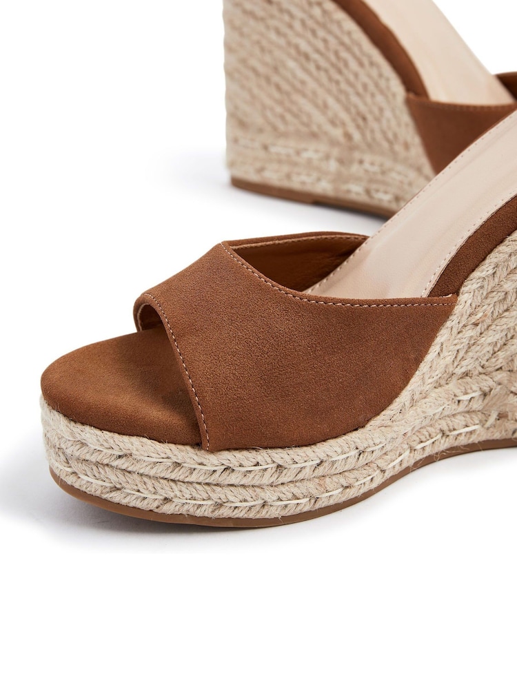 Linzi Light Brown Gracio Rope Platform Espadrille Wedges With Wrap Around Ankle sandals - Image 5 of 5