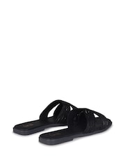 Linzi Black Nevada Flat Sandals With Embellished Front Strap - Image 4 of 4