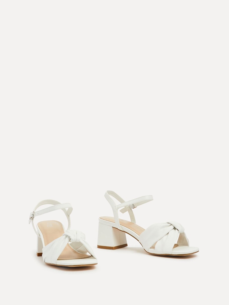 Linzi White Charlotte Block Heeled Sandals With Bow Front Detail - Image 3 of 5