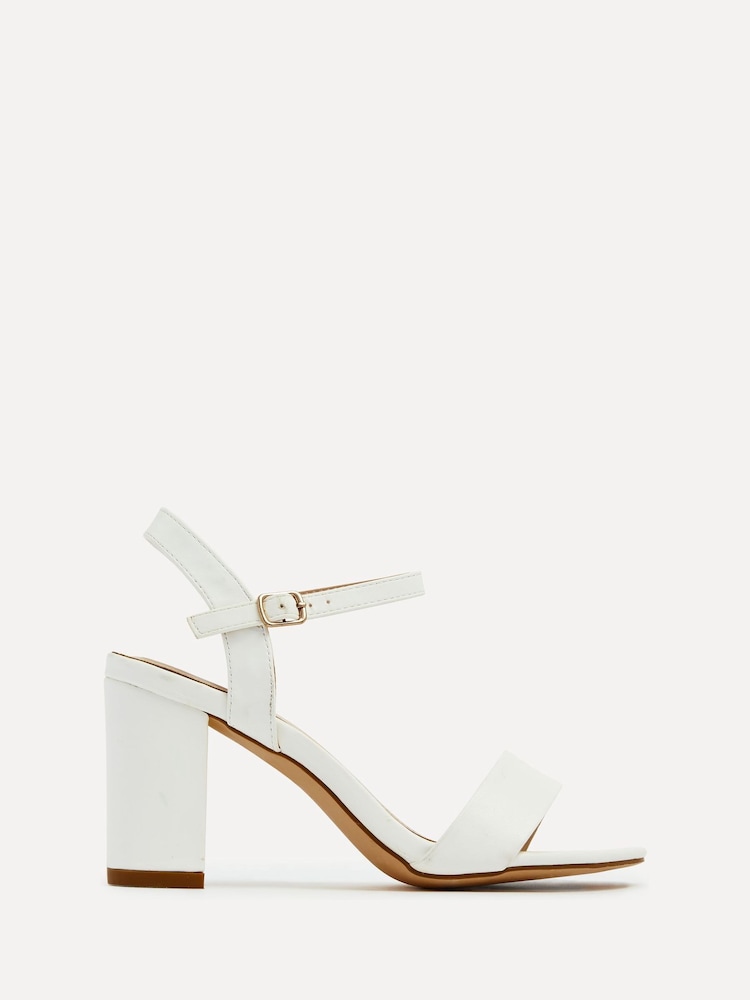Blanco - Sandalias de tacón cuadrado minimalistas con parte posterior abiertas Skyline de Linzi - Imagen 2 de 5