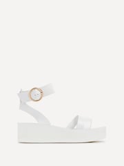 Linzi White Lillie Two Strap Flat Sandals With Wrap Around Ankle Strap - Image 2 of 5
