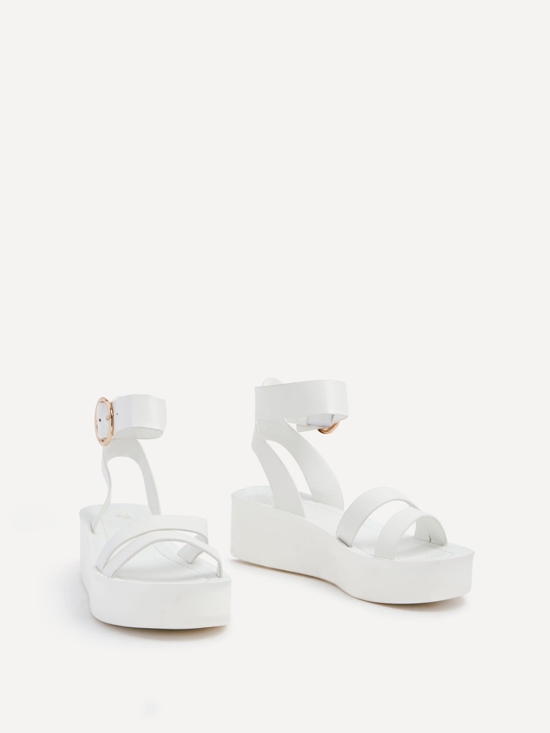 Buy Linzi White Lillie Two Strap Flat Sandals With Wrap Around Ankle Strap  from the Next UK online shop