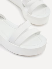 Linzi White Lillie Two Strap Flat Sandals With Wrap Around Ankle Strap - Image 5 of 5