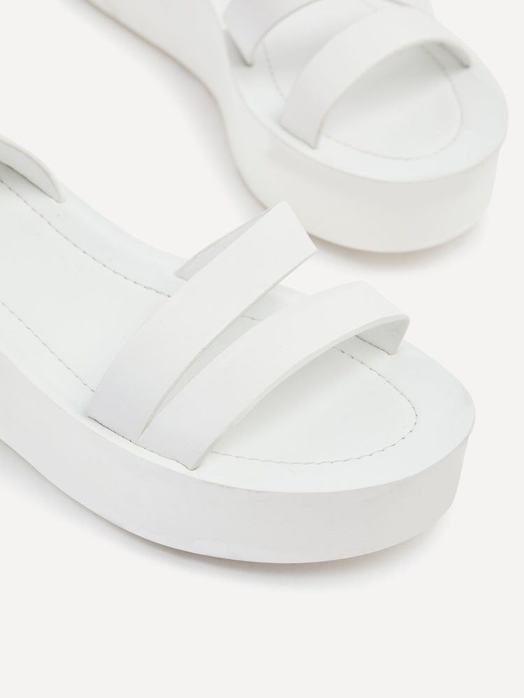 Linzi White Lillie Two Strap Flat Sandals With Wrap Around Ankle Strap - Image 5 of 5