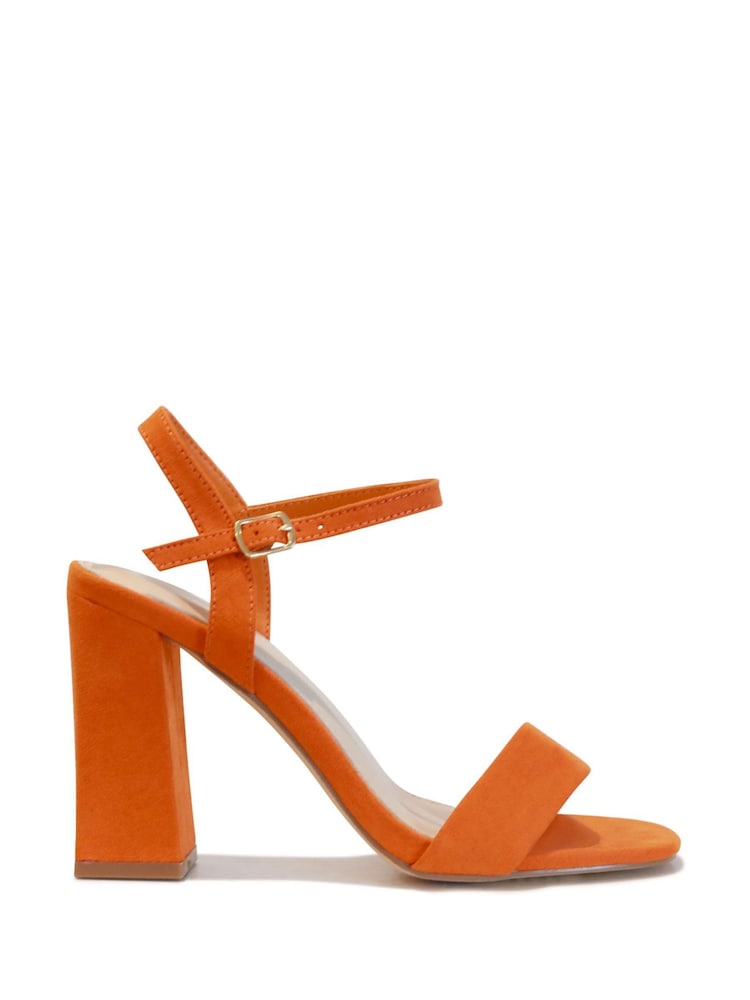 Linzi Orange Beverley Square Toe Block Heeled Sandals - Image 2 of 4