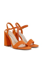 Linzi Orange Beverley Square Toe Block Heeled Sandals - Image 3 of 4