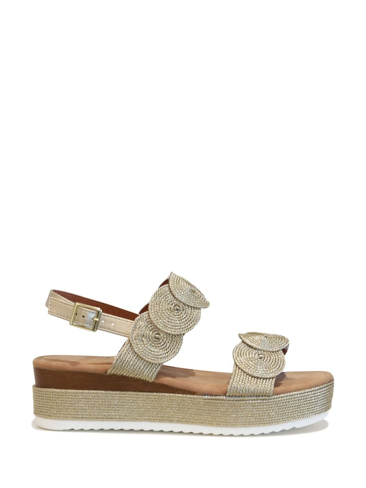 Linzi Gold Athena Rope Detail Wedge Sandals - Image 2 of 4