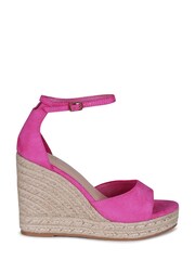 Linzi Pink Gracio Rope Platform Espadrille Wedges With Wrap Around Ankle Strap - Image 2 of 4