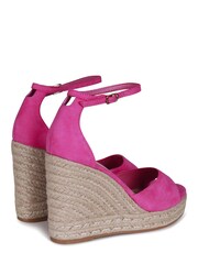 Linzi Pink Gracio Rope Platform Espadrille Wedges With Wrap Around Ankle Strap - Image 3 of 4