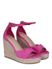 Linzi Pink Gracio Rope Platform Espadrille Wedges With Wrap Around Ankle Strap - Image 4 of 4